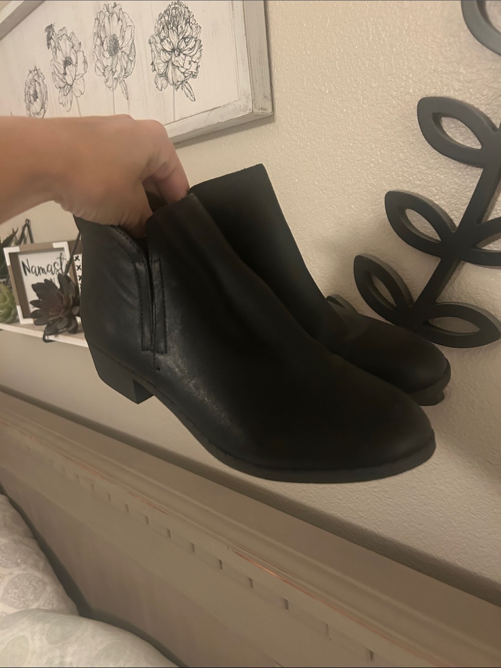 Sun + Stone Black Low Heel Ankle Booties